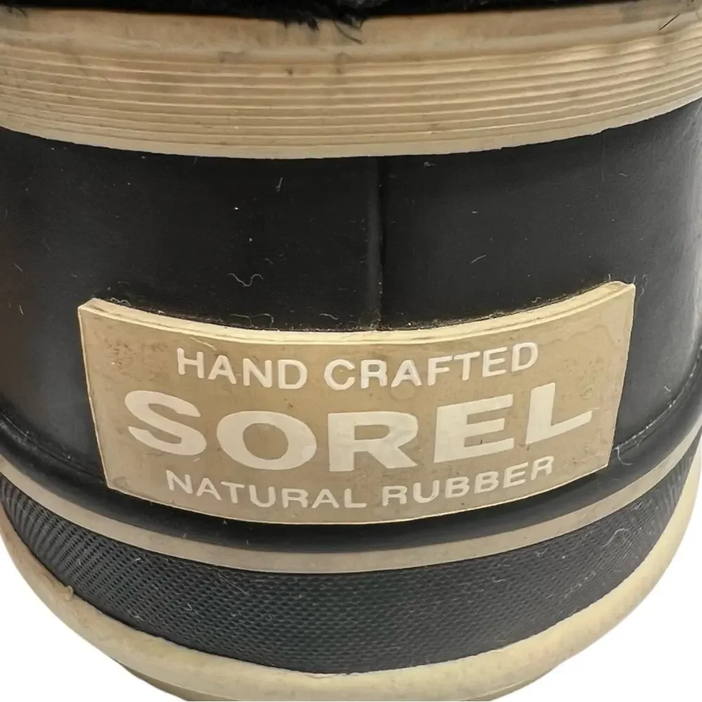 Sorel Joan of Arctic Waterproof Boots 8 Black Quarry Suede Faux Fur Lace Up Snow